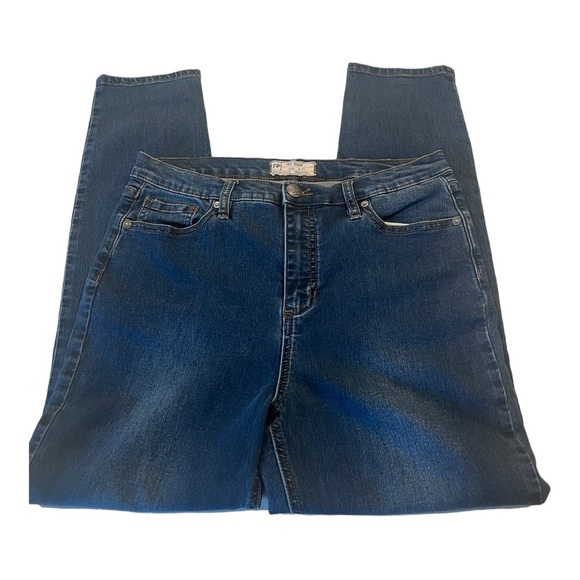 Free People Dark Denim High Waist High Rise Straight Leg Jeans Size 31 - Picture 11 of 15